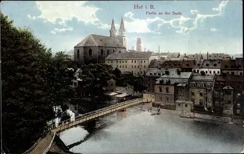 Ak Hof an der Saale Oberfranken Bayern, Partie an der Saale