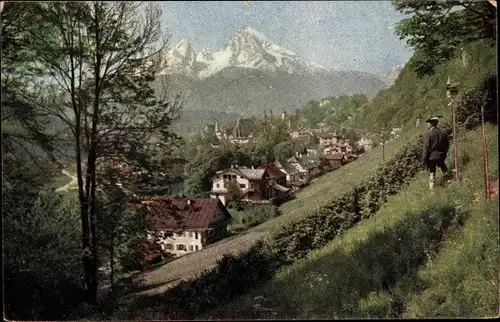 Ak Berchtesgaden in Oberbayern, Blick von Nonntal, Ort