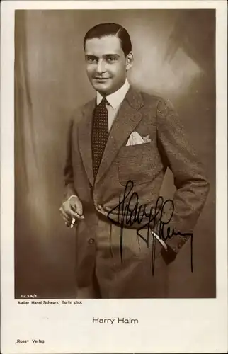 Ak Schauspieler Harry Halm, Portrait, Autogramm