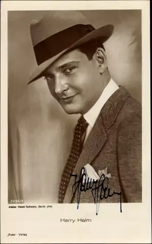 Ak Schauspieler Harry Halm, Portrait, Autogramm