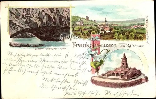 Litho Bad Frankenhausen am Kyffhäuser Thüringen, Barbarossa Höhle, Kyffhäuser Denkmal