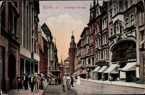 Ak Halle an der Saale, Blick in die Leipziger Straße