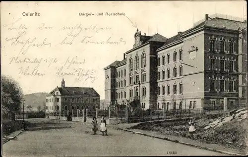 Ak Oelsnitz im Vogtland, Bürger- und Realschule