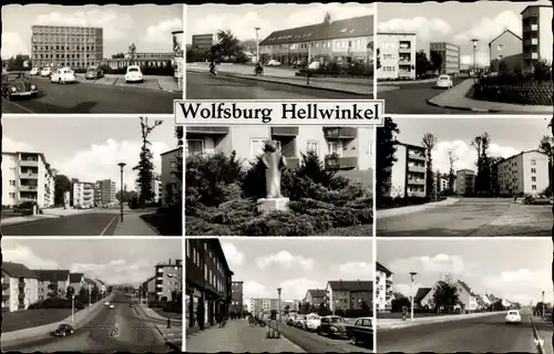 Ak Hellwinkel Wolfsburg in Niedersachsen, Siedlung, Straßenpartien