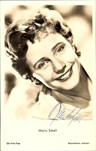 Ak Schauspielerin Maria Schell, Portrait, Deutsche London Film, Autogramm