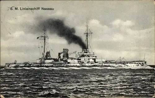Ak Deutsches Kriegsschiff, SMS Nassau, Linienschiff