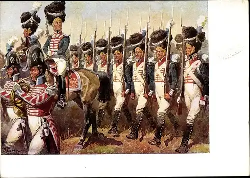 Künstler Ak Hoffmann, Anton, Militärparade, Soldaten in Uniformen, Reiter