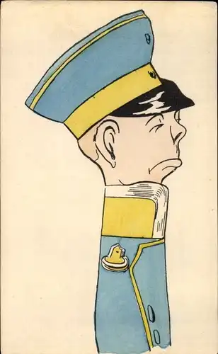 Künstler Ak Karikatur, Soldat in Uniform