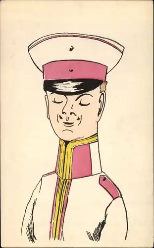 Künstler Ak Karikatur, Soldat in Uniform