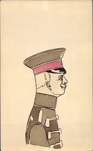 Künstler Ak Karikatur, Soldat in Uniform, Husar
