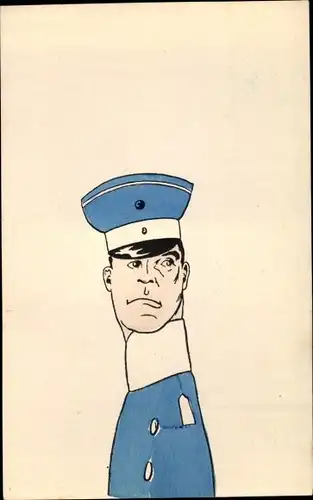 Künstler Ak Karikatur, Soldat in Uniform