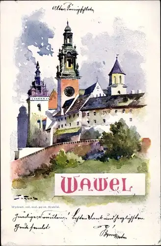 Künstler Ak Kraków Krakau Polen, Schloss Wawel
