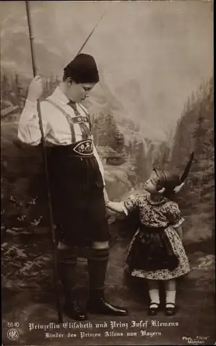 Ak Prinzessin Elisabeth und Prinz Josef Klemens, Kinder des Prinzen Alfons von Bayern