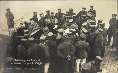Ak Deutsche Soldaten, Kaiserreich, Verteilung Feldpost Belgien