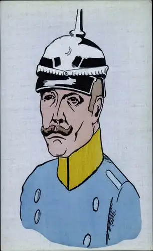 Künstler Ak Porträt deutscher Soldat, Kaiserreich, Pickelhaube