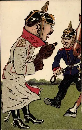 Künstler Ak Deutsche Soldaten, Kaiserreich, Pickelhaube, Pferd
