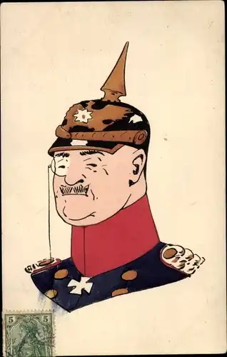 Ak Porträt deutscher Soldat, Kaiserreich, Offizier, Pickelhaube, Monokel