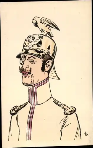 Künstler Ak Porträt deutscher Soldat, Kaiserreich, Gardekürassier, Parade Helm