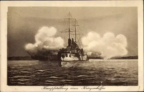 Ak Deutsches Kriegsschiff, Kampfstellung eines Kriegsschiffes