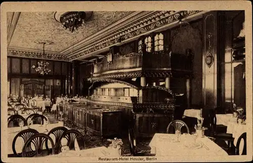 Ak Berlin Charlottenburg, Restaurant Hotel Hessler, Innenansicht