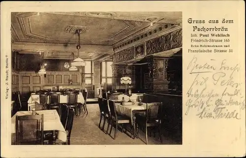 Ak Berlin Mitte, Pschorrbräu, Innenansicht, Friedrichstraße 163, Französische Straße 51