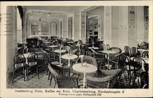 Ak Berlin Charlottenburg, Hardenberg Diele, Kaffee am Knie, Hardenbergstraße 2, Innenansicht