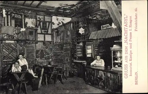Ak Berlin Mitte, Kneipe Nachtasyl, Innenansicht, Friedrichstraße 85, Pennbrüder
