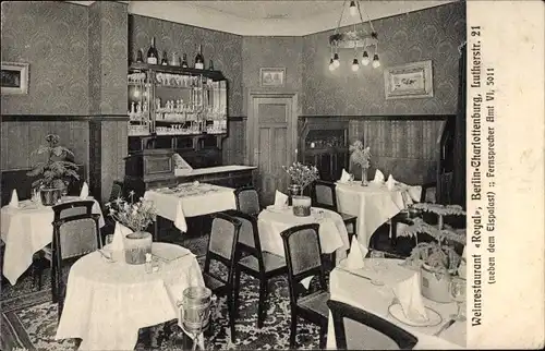 Ak Berlin Charlottenburg, Weinrestaurant Royal, Lutherstraße 21, Innenansicht
