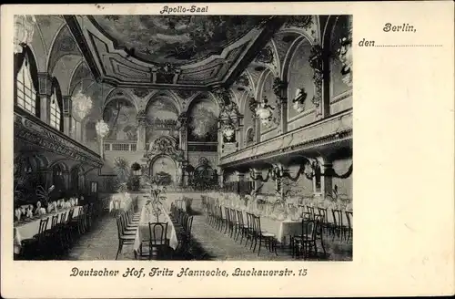 Ak Berlin Kreuzberg, Deutscher Hof, Luckauerstraße 15, Apollo Saal, Innenansicht