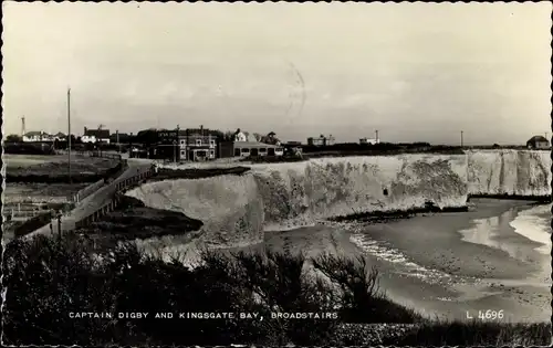 Ak Broadstairs Kent England, Captain Digby and Kingsgate Bay, Felsenküste, Ortschaft