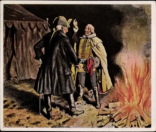 Sammelbild Bilder deutscher Geschichte Nr. 91, Im Lager bei Bunzelwitz 1761, Reemtsma 1935