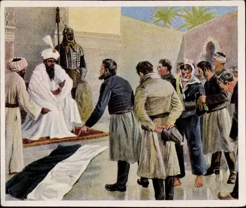 Sammelbild Bilder deutscher Geschichte Nr. 96, Preuß. Flagge, Sultan von Marokko 1780, Reemtsma 1935