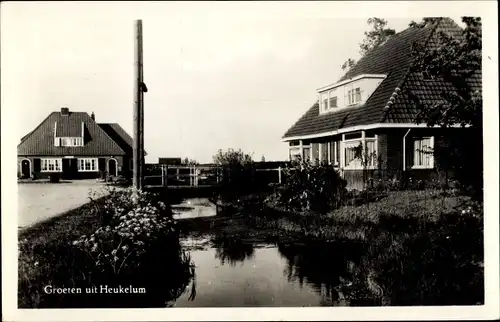 Ak Heukelum Lingewaal Gelderland, Dorfpartie, Fluss