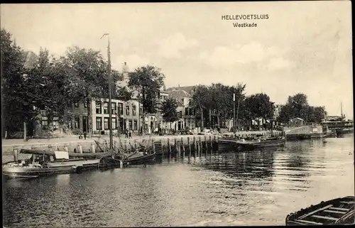 Ak Hellevoetsluis Südholland, Westkade