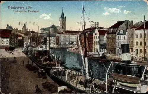 Ak Kaliningrad Königsberg Ostpreußen, Blick auf den Hafen, Hundegatt
