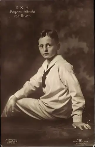 Ak S.K.H. Erbprinz Albrecht von Bayern, Sitzportrait