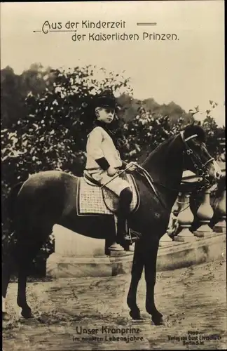Ak Kronprinz Wilhelm von Preußen im 9. Lebensjahr, Pferd