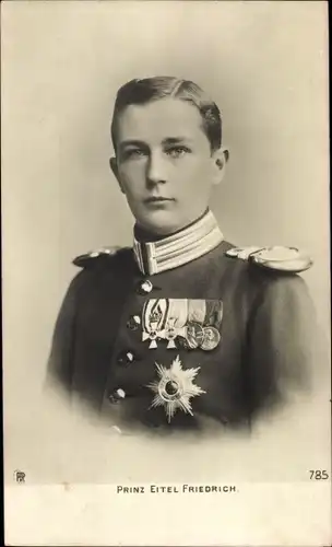 Ak Eitel Friedrich Prinz von Preußen, Portrait in Uniform, Orden