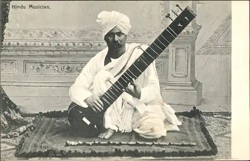 Ak Hindu Musician, Musiker aus Indien, Musikinstrument