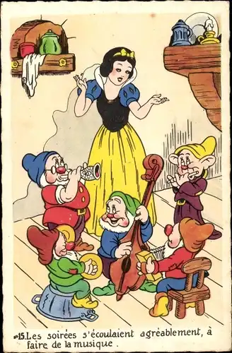 Künstler Ak Walt Disney, Blanche Neige, Schneewittchen, Zwerge