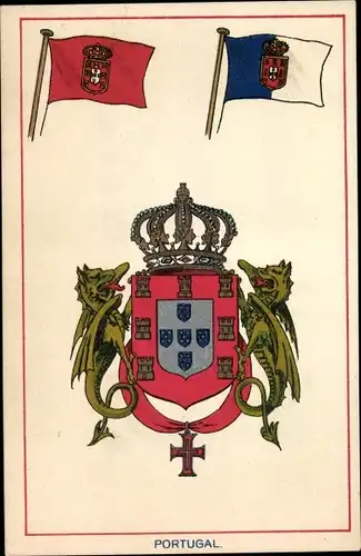 Wappen Ak Portugal, Landeswappen, Landesflaggen