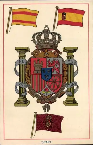 Wappen Ak Spanien, Landeswappen, Landesflaggen