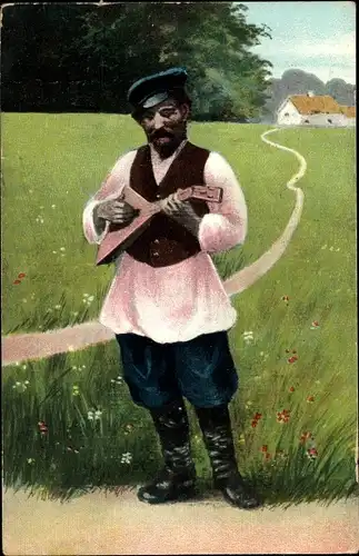 Ak Ukraine, Types d'Ukraine, Mann mit Musikinstrument, Tracht