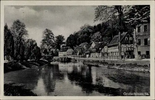Ak Großschönau in der Oberlausitz Sachsen, Ortspartie