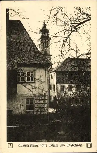 Ak Augustusburg im Erzgebirge, Alte Schule und Stadtkirche