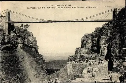 Ak Constantine Algerien, La Passerelle Sidi M'Cid a 175m au dessus des Gorges de Rummel