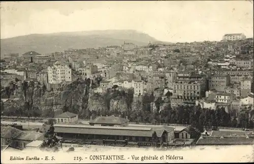 Ak Constantine Algerien, Vue generale et Medersa