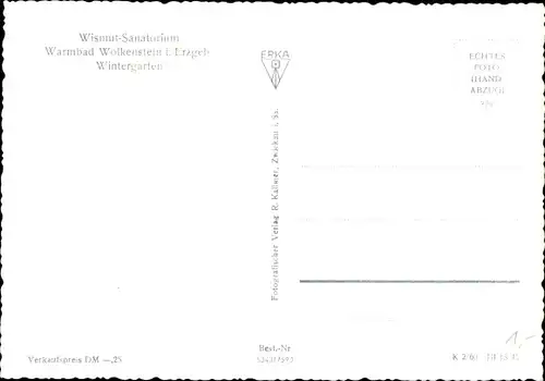Ak Warmbad Wolkenstein in Sachsen, Wismut-Sanatorium, Wintergarten