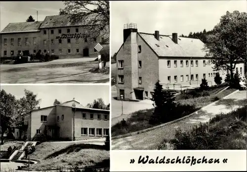 Ak Ehrenfriedersdorf im Erzgebirge, Reichsbahn-Erholungsheim Waldschlößchen, Außenansichten