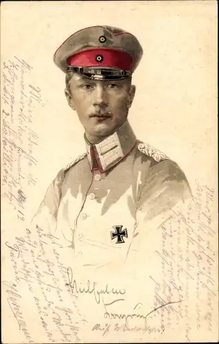 Künstler Ak Kronprinz Wilhelm von Preußen, Portrait, Eisernes Kreuz